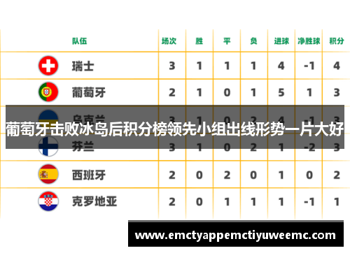 葡萄牙击败冰岛后积分榜领先小组出线形势一片大好
